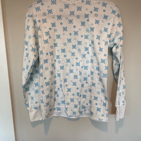 Vntg Excellent Condition Sears White and Blue Patterned Long Sleeve Tee - Picture 2 of 7